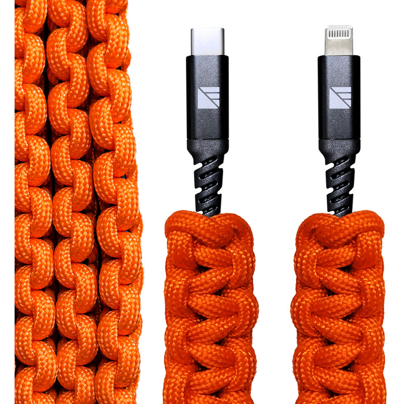 Dark Energy Lightning to C Paracord Cable  Orange