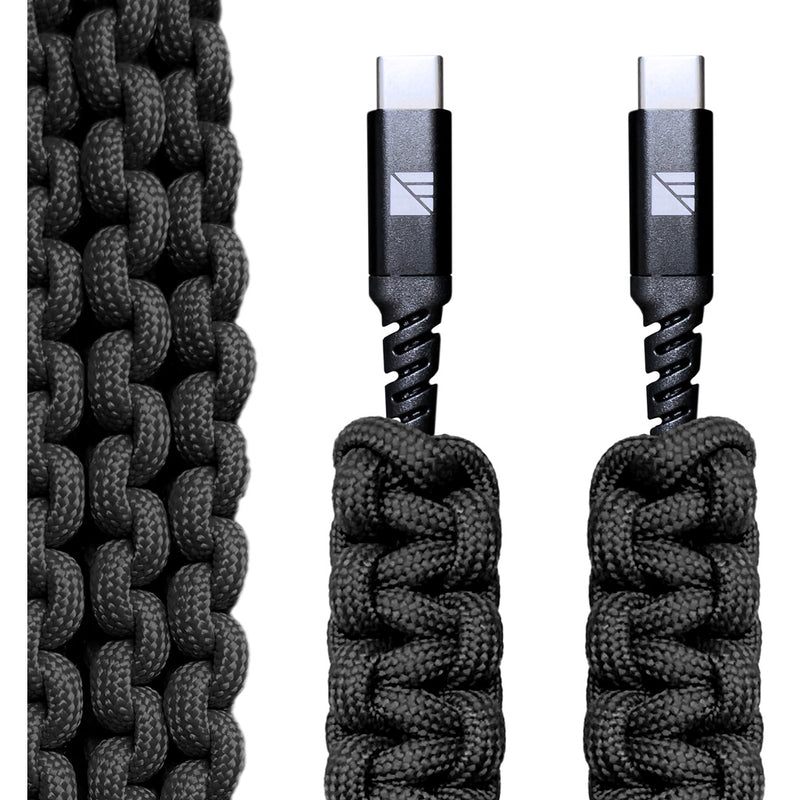 Dark Energy USB C to C Paracord Cable  Black